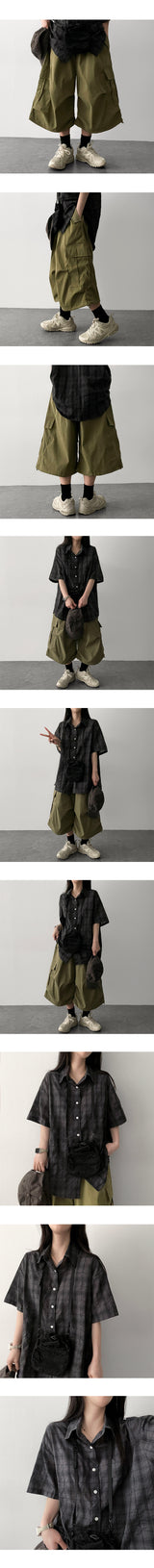 Naa Pintuck Pleated Banded Waist Cargo Bermuda Shorts