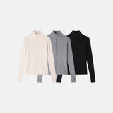 リブラインマッスルフィットジップアップニット