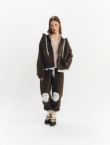 フラッフィージップアップフーディー (Brown)