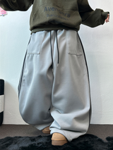 FLEECE❤TRACK BIG POCKET LONG WIDE BALLOON PANTS 🖤🩶💛4COLOR