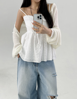 RIBBON POINT MESH CARDIGAN🤍🩷🩵💛🖤 - 5 COLORS