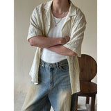 [UNISEX] ファブリックシースルーオープンカラシャツ (2color)