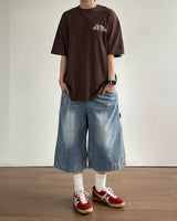 Flat 7-Part Denim Pants