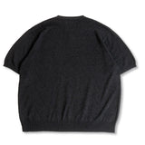 ケーブルヘンリーネックハーフニット　チャコール