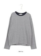 [unisex] Cadence Over Fit Stripe Color Matching Long Sleeve Tee