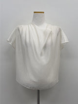 [Strap SET] Draped Shirred See-through Short Sleeve Blouse