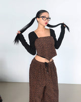 fleece leopard leopard jogger pants