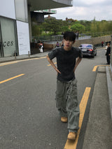ファイナー ショルダーパネル ウォッシュド ショートスリーブ Tシャツ 3C