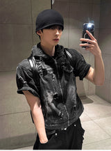 Cray Denim Short-sleeved Hooded Jacket