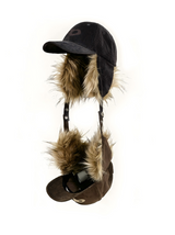 RELABEL Corduroy Retro Logo Embroidered Earflap Gradient High-Puff Faux Fur Contrast Colour Military-Style Baseball Cap