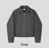Log Mohair Wool Crop Jacket