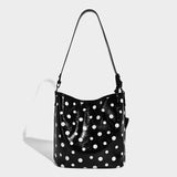 Dotcore Polka Dot Glossy Leather Bucket Bag