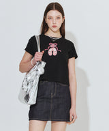 バレットシューズリボンTシャツ_ブラック