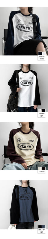 E-Farm Color Raglan Long Sleeve T-shirt