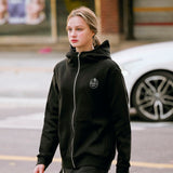 Seoul Skyline Fleece Hoodie Zipup Black