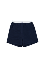 (Unisex) エッセンシャルストレッチフィットハーフスリーブパジャマセット　ネイビー