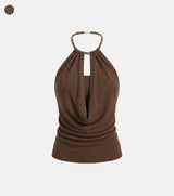 Chain Halter Drape Top
