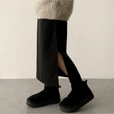 Roen Fleece unbalanced side slit H-line long skirt