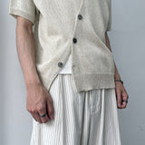 Offset Button Cropped Knitwear