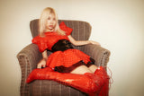 Thigh High Buckle Heel Boots(Red)