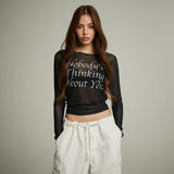 メッシュトップ長袖Tシャツ_黒