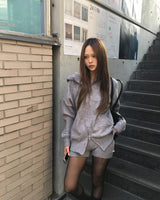 Grey knit hood jumper set