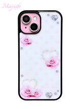 Heart hime rose phone case - black glass - magsafe