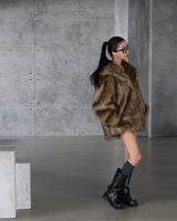 High-quality hooded fake fur jacket