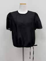 ストリングシースルー半袖クロップブラウス