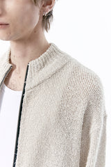 DAMAGED CROP NET KNIT ZIP UP (IVORY)