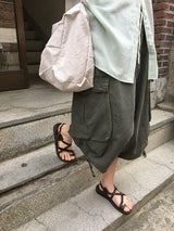 [unisex] ガラキバンディングカーゴコットンバミューダパンツ
