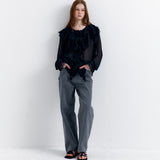 See-through Frill Blouse Black
