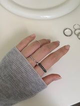 [7 set] black line ring set