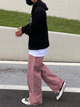 Pink cutting wide pants