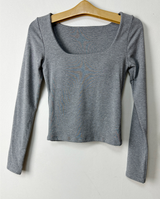 (WITH VOLUME PADS/BASIC ITEM/COMFORT & STRETCH GUARANTEED❤) 3 COLORS BASIC STRETCH SEMI-CROPPED U-NECK T-SHIRT