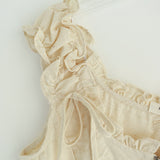 フリルシャーリングジッパーコルセットトップ