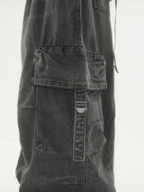 Drop buckle cargo denim pants -2C