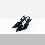 Minan Buckle Stiletto Sling Back Heels
