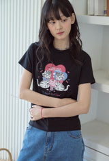 26SS★ Cherry Bestie Crop Short Sleeve Tee