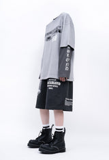 BBD 隠しスローガン ピグメント Tシャツ (グレー)