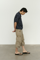 ヴィンテージ ミリタリー カプリ カーゴパンツ(Washed Beige)