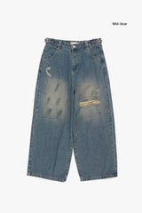 Sunrise strap damage denim pants