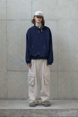 Double zipper high-neck sweatshirt