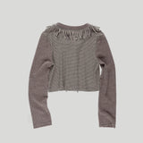 FRINGE STRIPE CARDIGAN: BEIGE