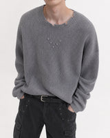 (UNISEX)スタッズ オーバーニット