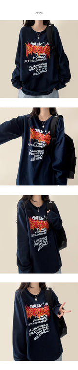 ベノムフレイムレタリングリバースプリントオーバーフィットロングスリーブTシャツ