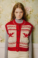 Monet Jacquard Vest [Red]