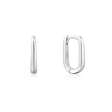 Oval 925 Silver +Rhodium plating Hoop Ring Earring E059-09H