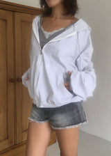 SHIRRING HOOD ZIP-UP 