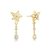 [worn by hearts2hearts carmen apink oh hayoung] gold sparkling star drop stud 14k gold plating + 925 silver earrings E066-07G